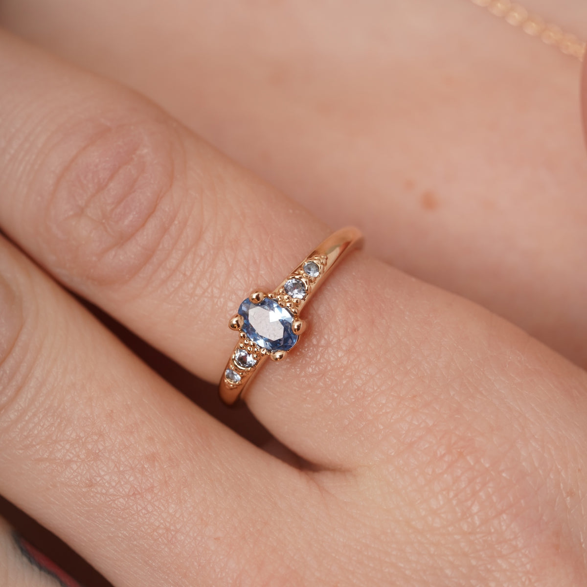 burren jewellery 18k gold plated blue stone dainty ring