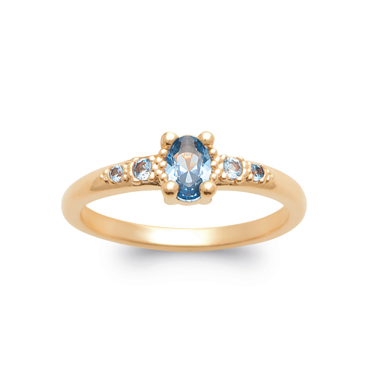 burren jewellery 18k gold plated blue stone dainty ring