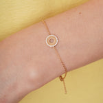 burren jewellery circular bracelet with a outer ring of cz stone detailing 