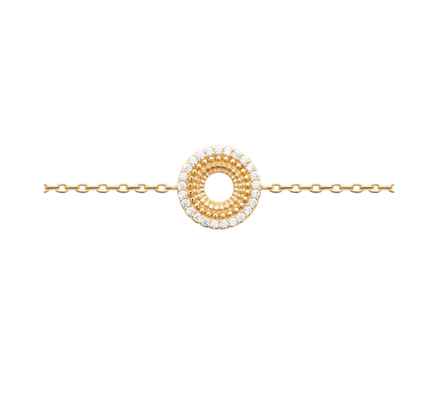 18k gold plated circular cz stone bracelet