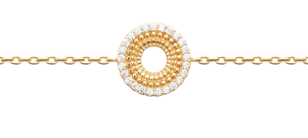 burren jewellery circular bracelet with a outer ring of cz stone detailing 