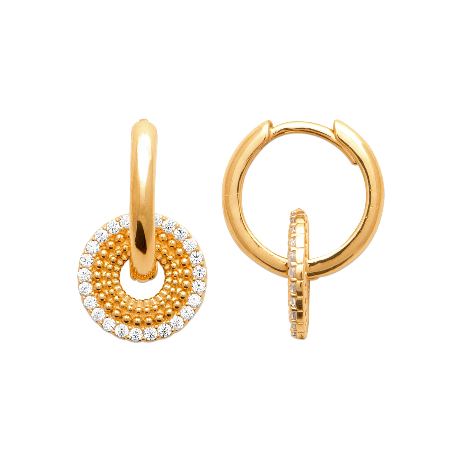 burren jewellery circular earrings with a outer ring of cz stone detailing 