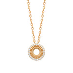 burren jewellery circular necklace with a outer ring of cz stone detailing 
