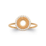 burren jewellery circular ring with a outer ring of cz stone detailing 