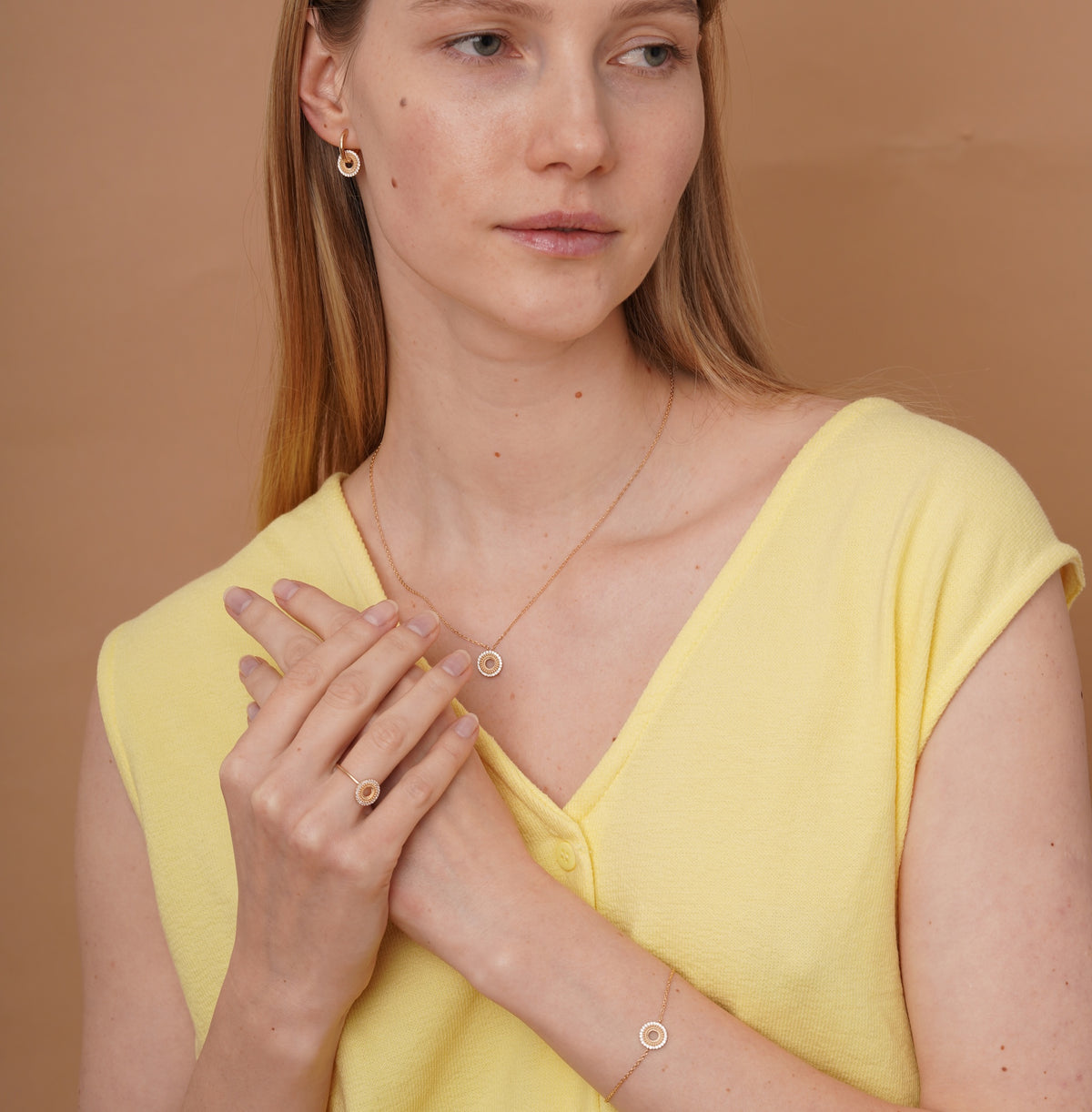 burren jewellery circular bracelet with a outer ring of cz stone detailing 