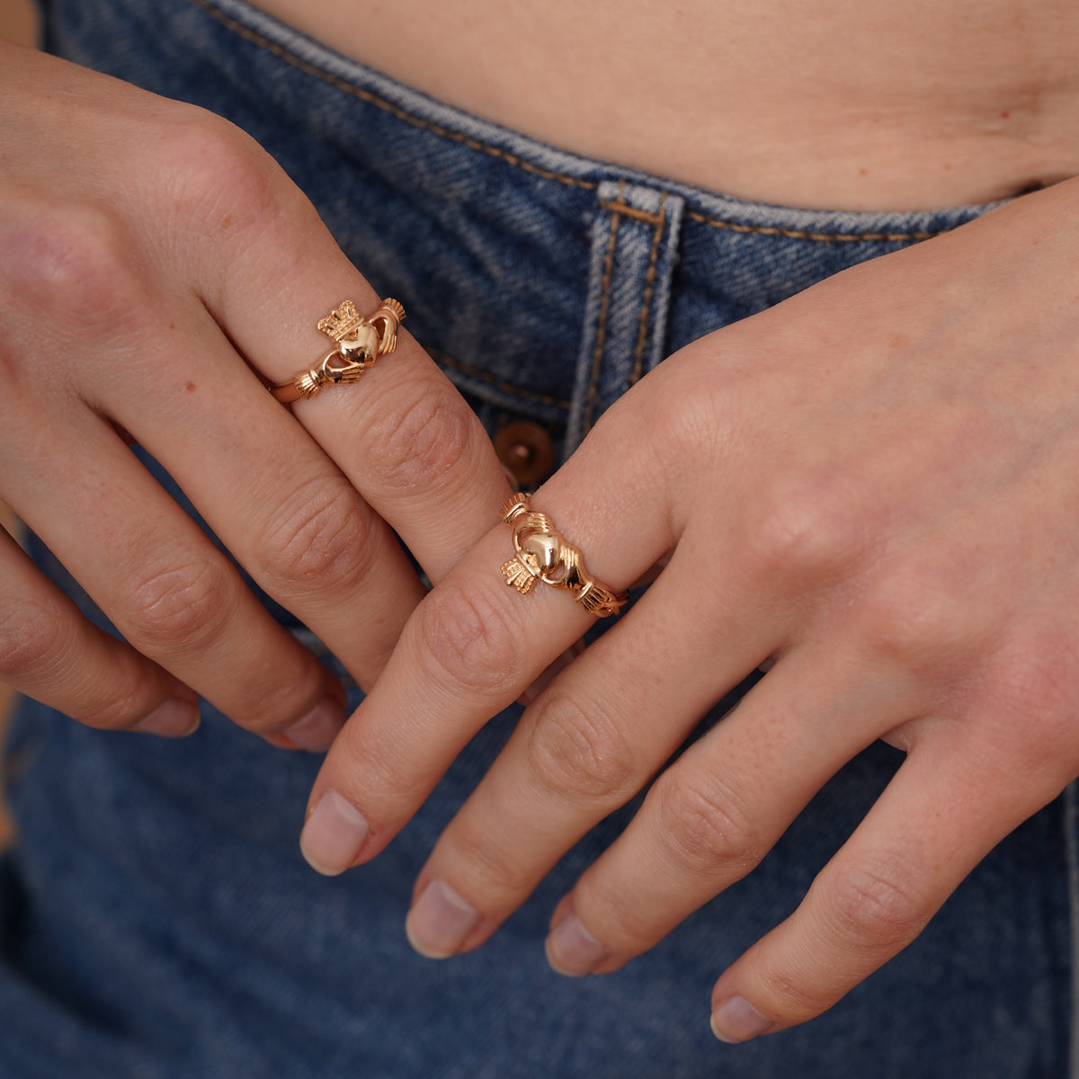 Burren Jewellery 18k gold plated claddagh weave band ring