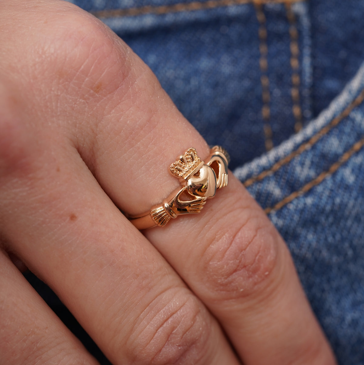 burren jewellery 18k gold plated classic band claddagh ring