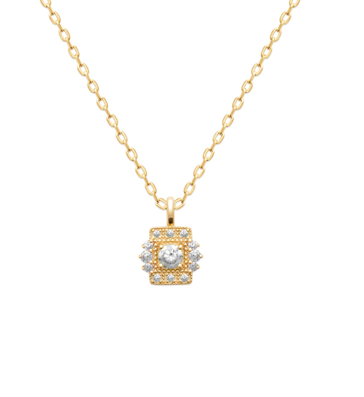 burren jewellery 18k gold plated classic style cz stone pendant 