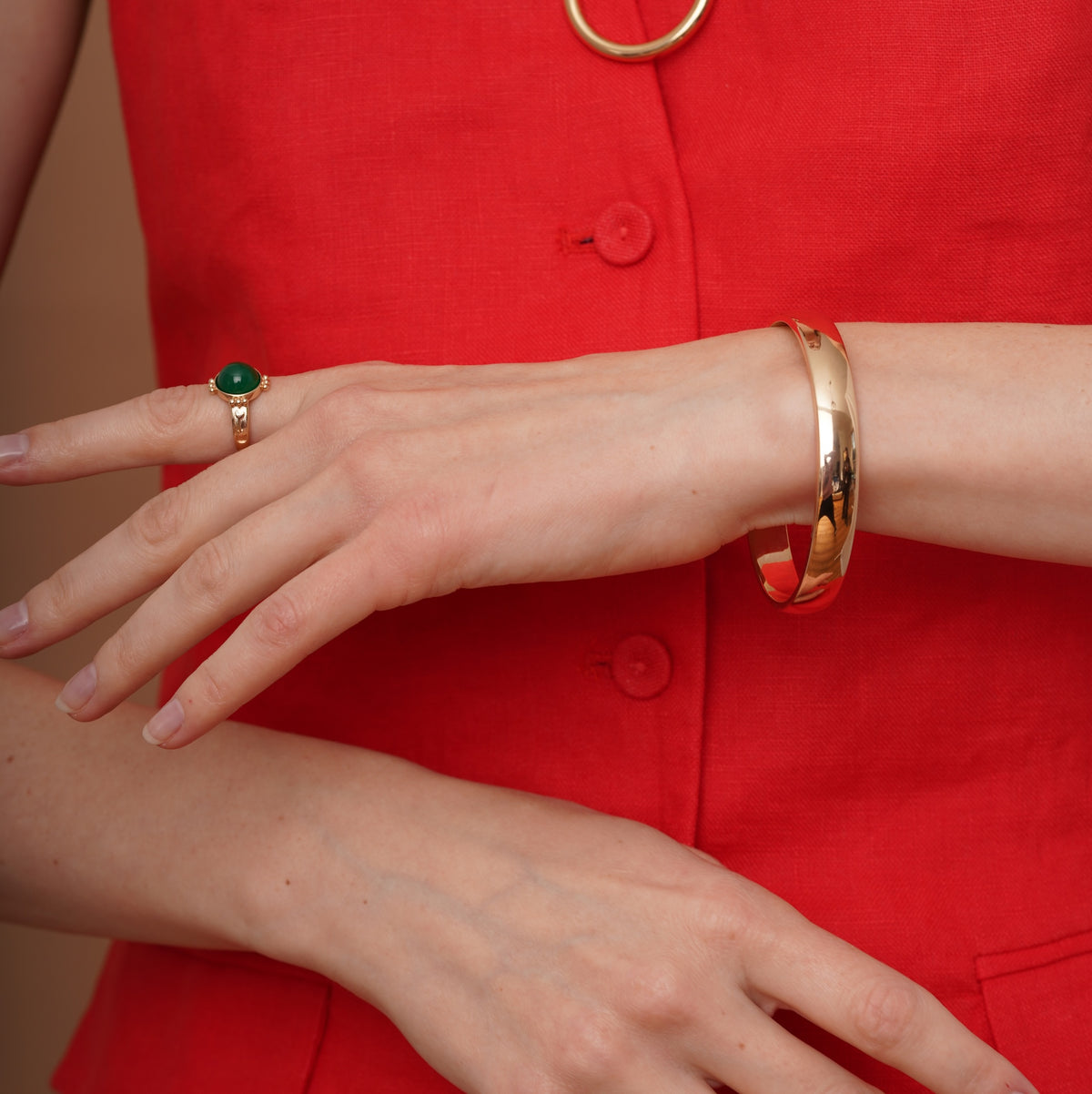 burren jewellery 18k gold plated chunky classic clasped bangle