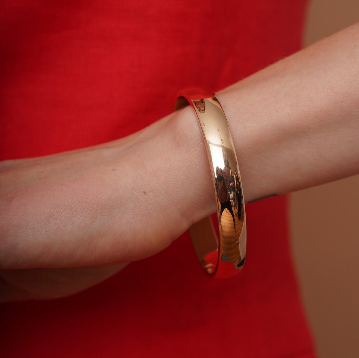 burren jewellery 18k gold plated chunky classic clasped bangle