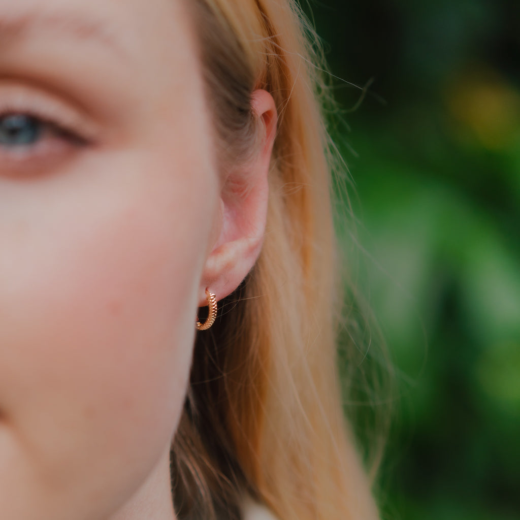 Burren Jewellery 18k gold plated coiled medium huggie hoop earrings 