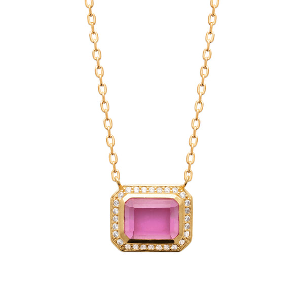 Burren Jewellery 18k gold plated crystalline ruby stone necklace