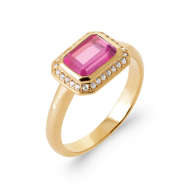 Burren Jewellery 18k gold plated crystalline ruby stone ring