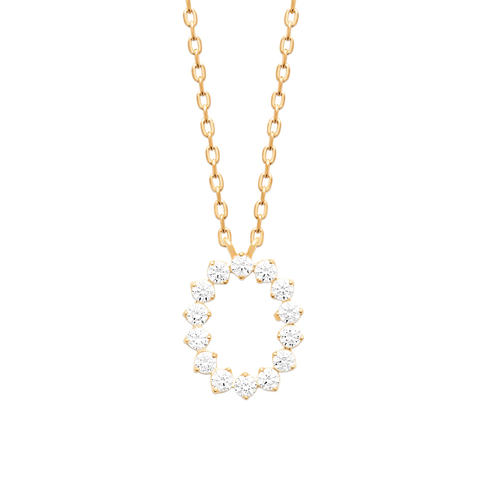 burren jewellery 18k gold plated necklace with a circle of cz stones