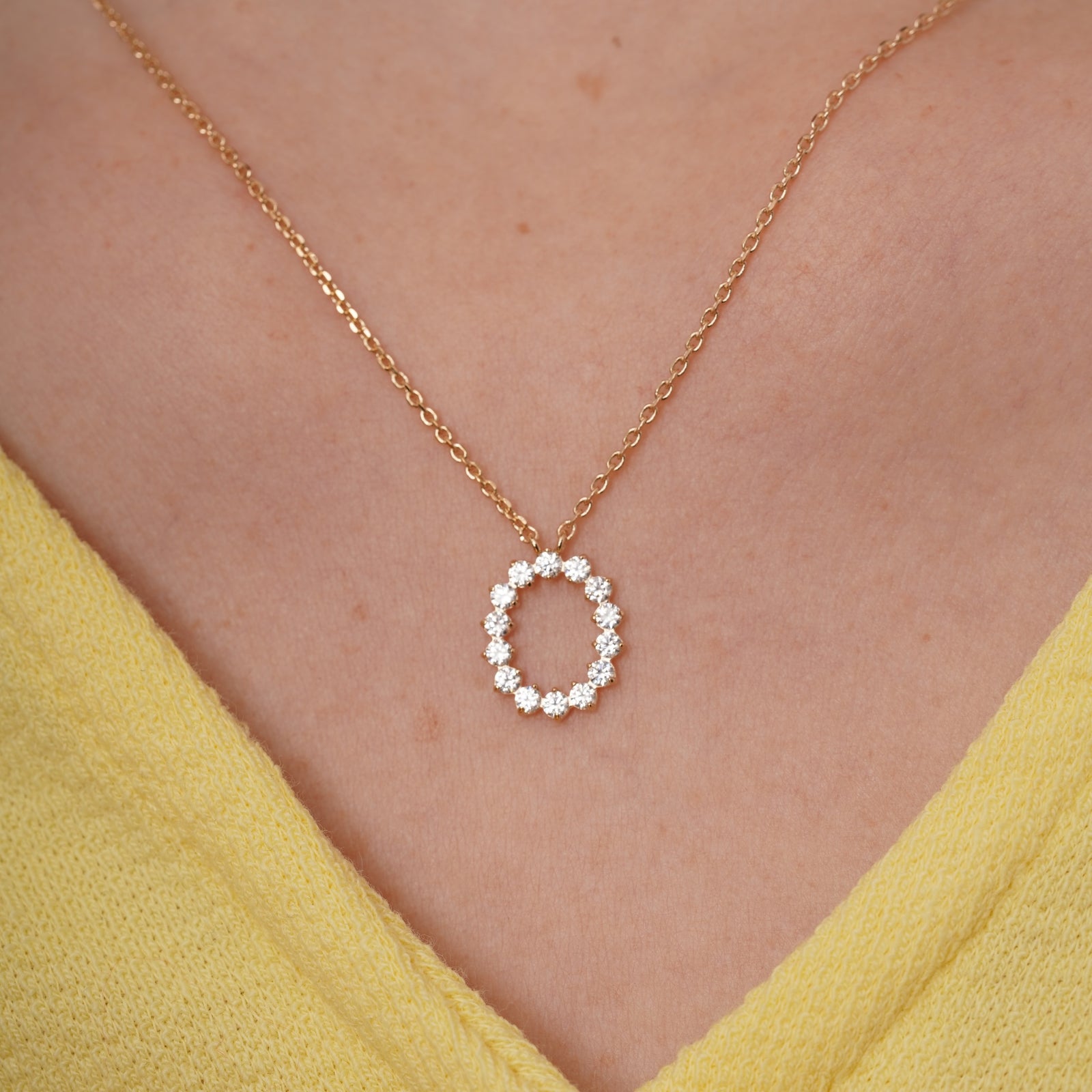 burren jewellery 18k gold plated necklace with a circle of cz stones