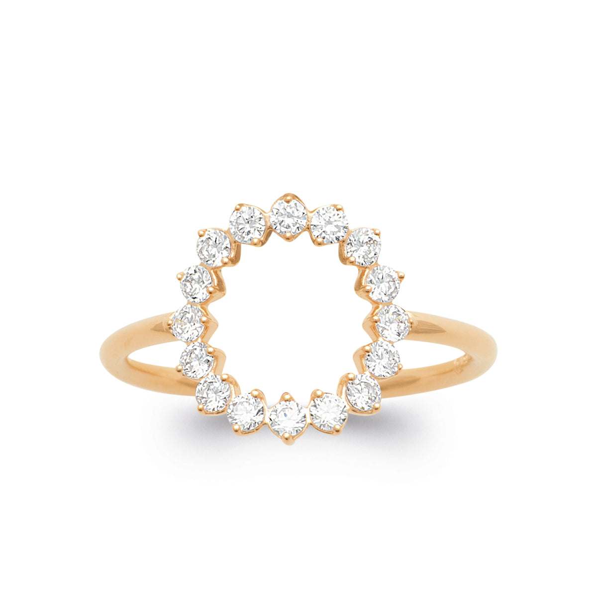 burren jewellery 18k gold plated ring with a circle of cz stones