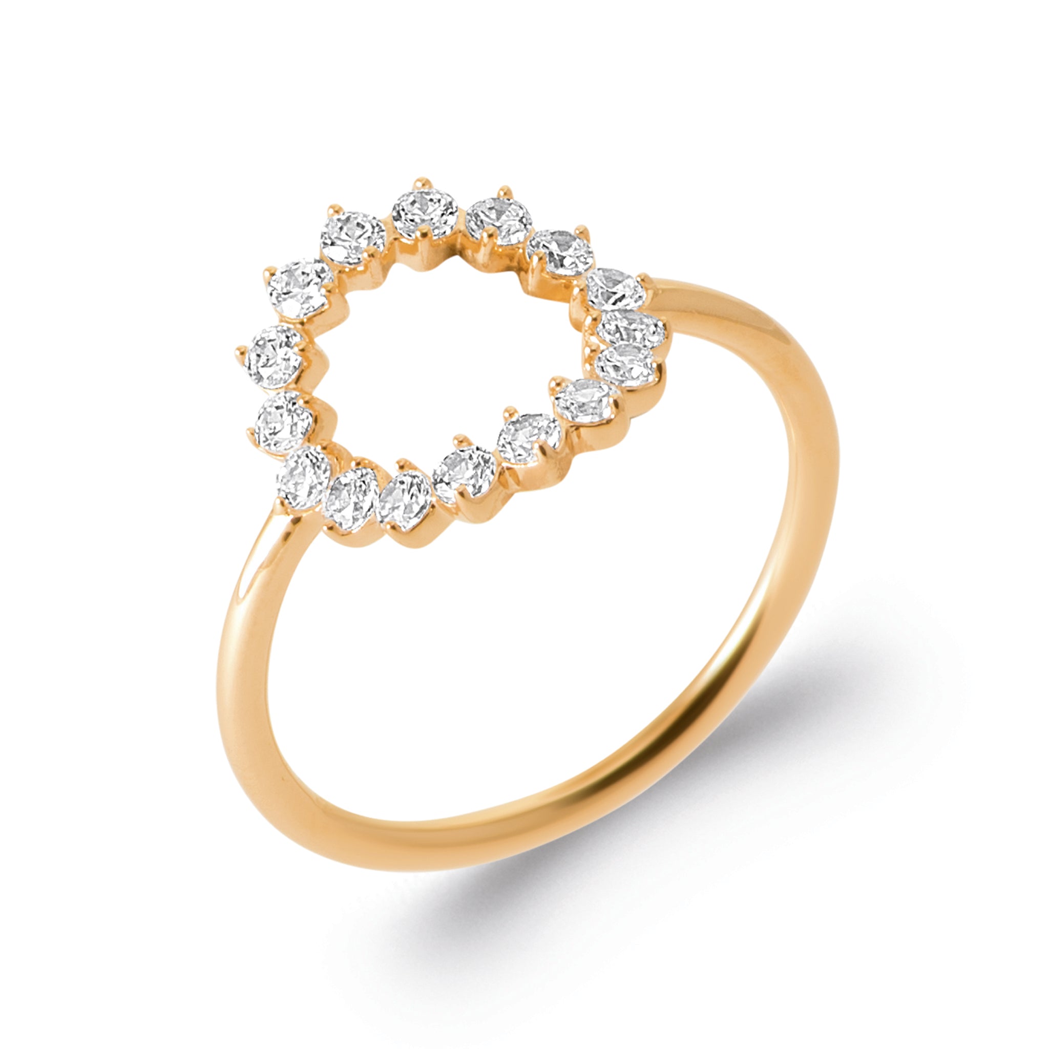 burren jewellery 18k gold plated ring with a circle of cz stones