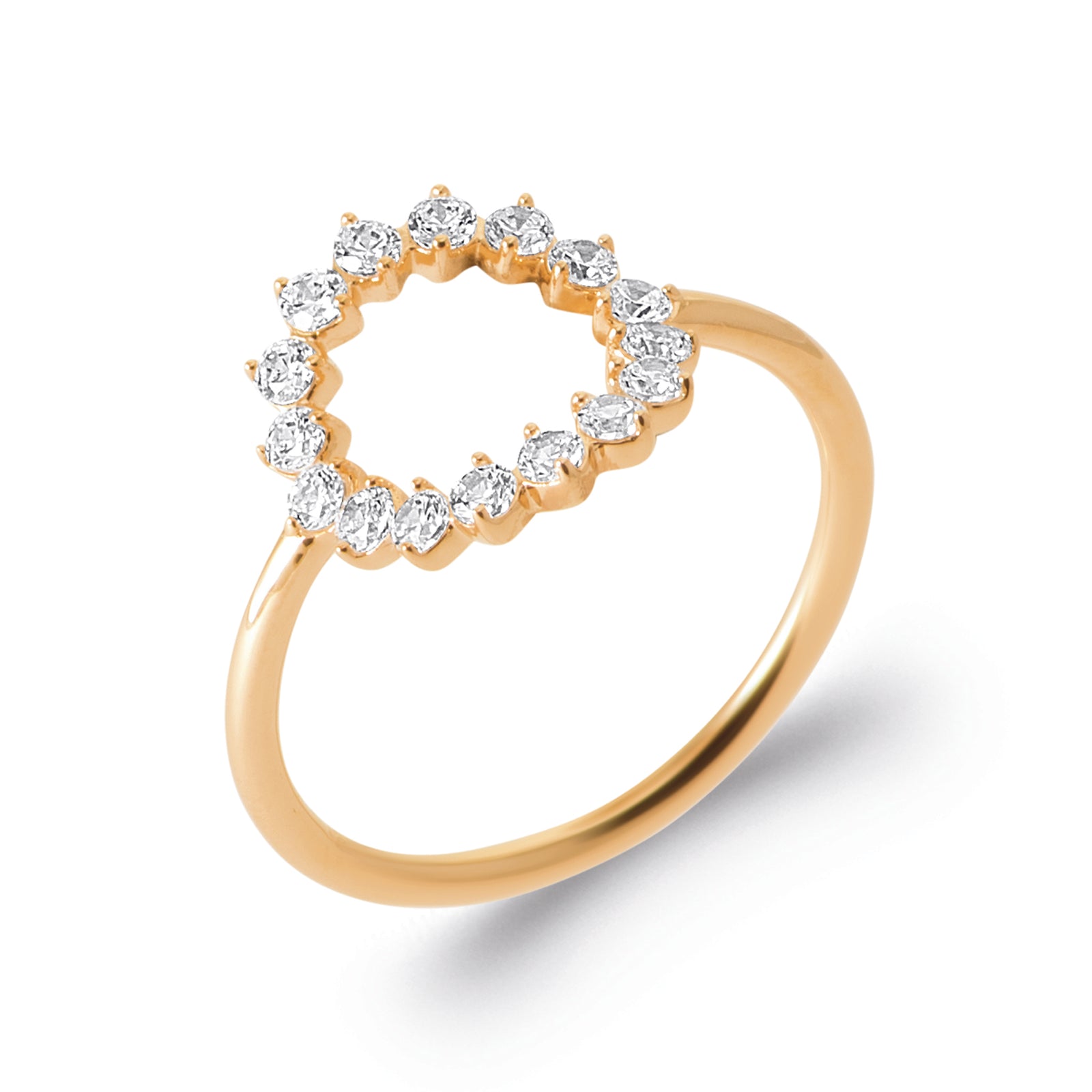 burren jewellery 18k gold plated ring with a circle of cz stones