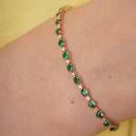 burren jewellery 18k gold plated green amethyst and cz stone tennis bracelet  