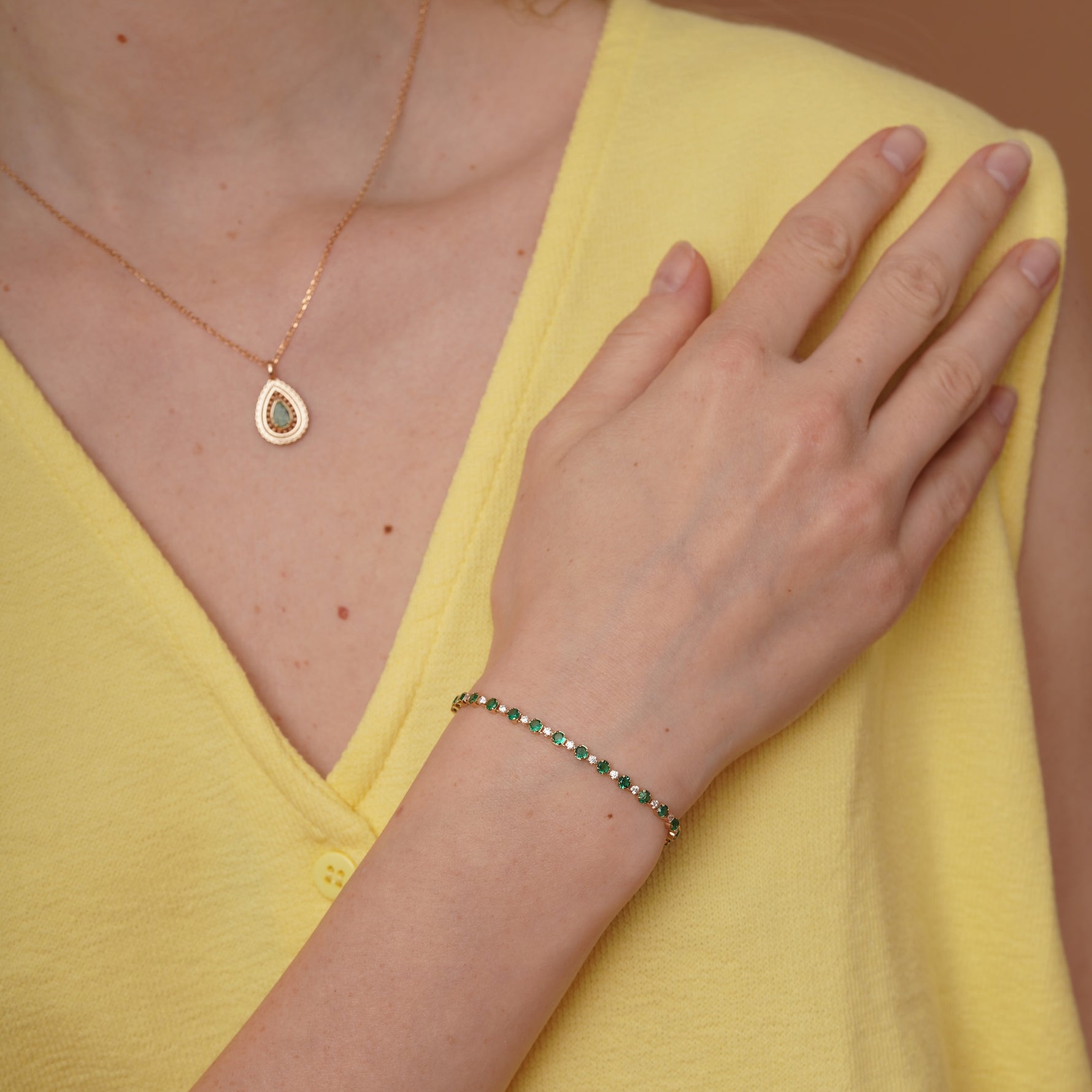 burren jewellery 18k gold plated green amethyst and cz stone tennis bracelet  