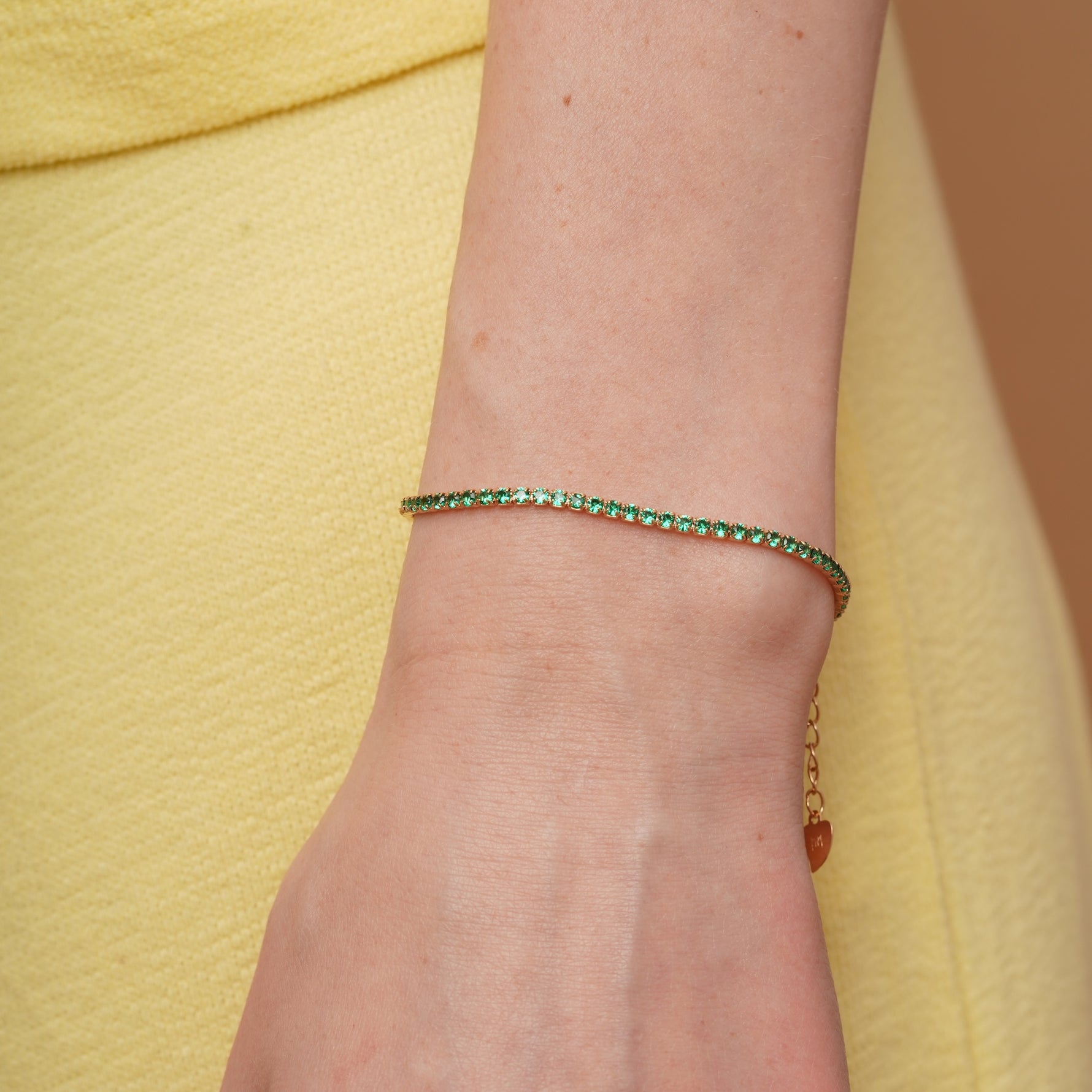 burren jewellery 18k gold plated green amethyst  tennis bracelet  
