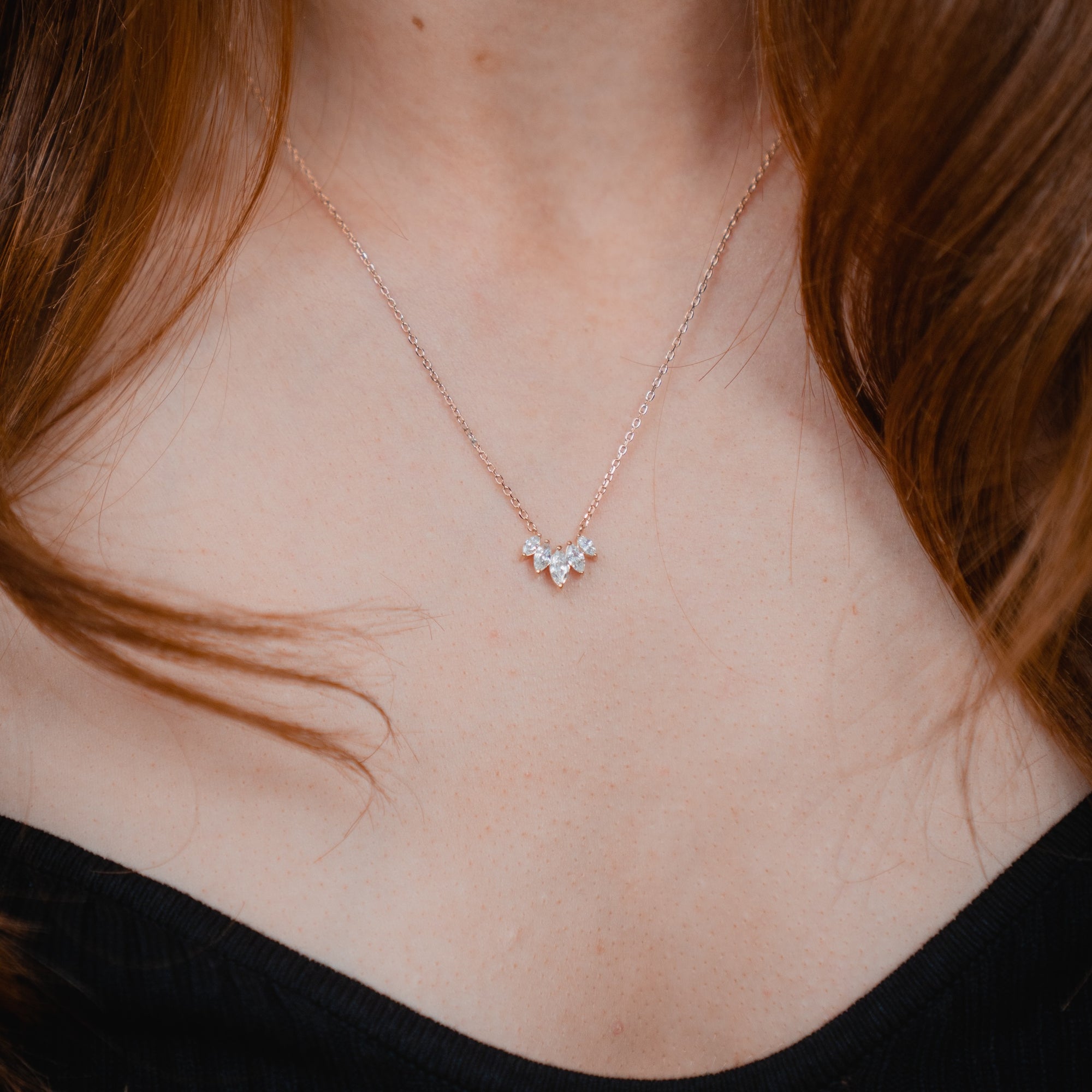 Burren Jewellery 18k gold plated five points to love clear necklace