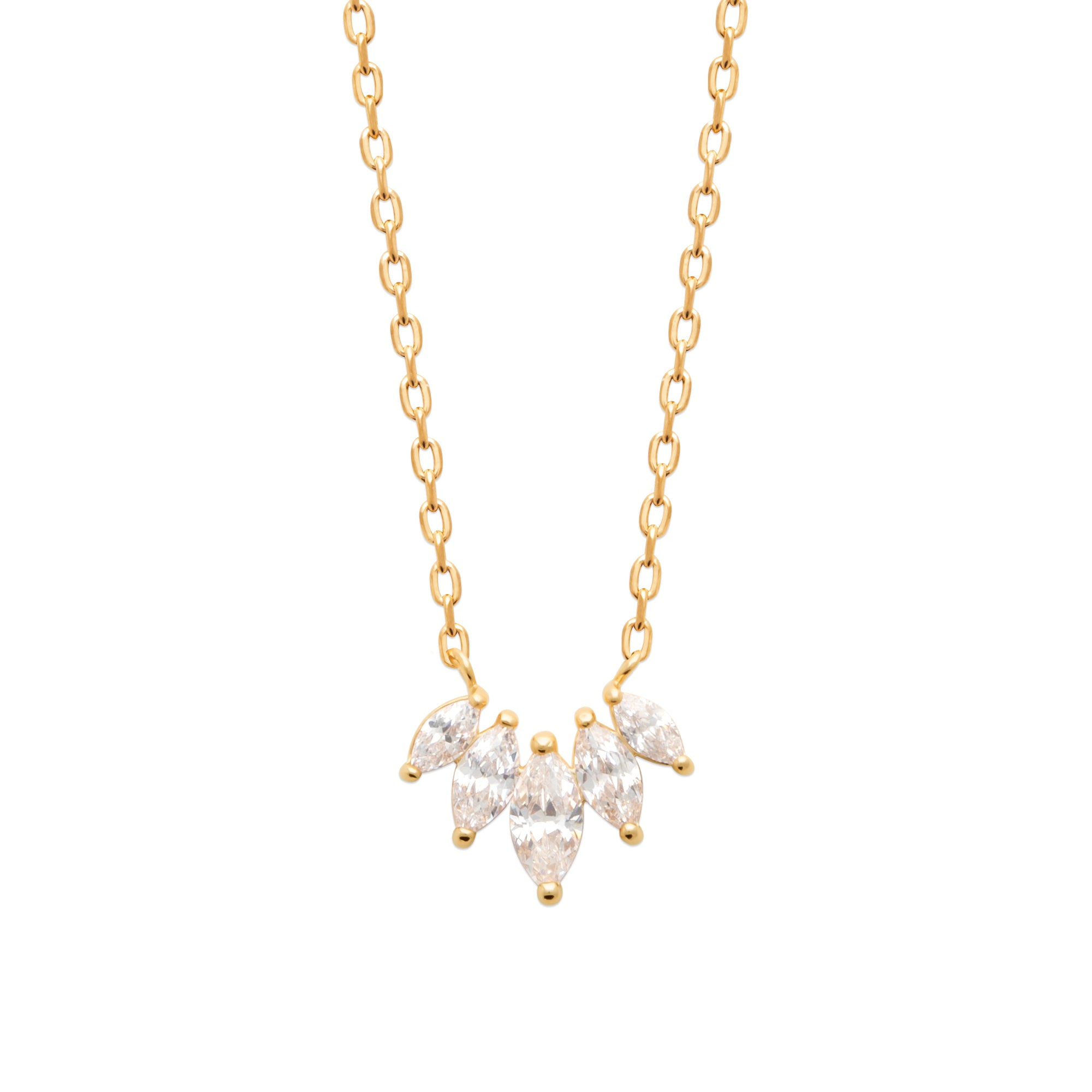 Burren Jewellery 18k gold plated five points to love clear necklace