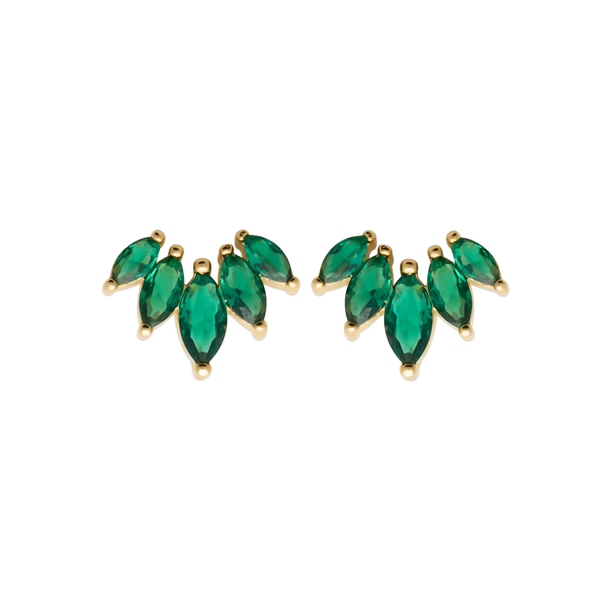 Burren Jewellery 18k gold plated five points to love green earrings