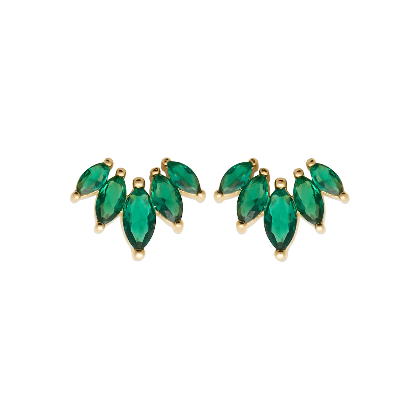 Burren Jewellery 18k gold plated five points to love green earrings