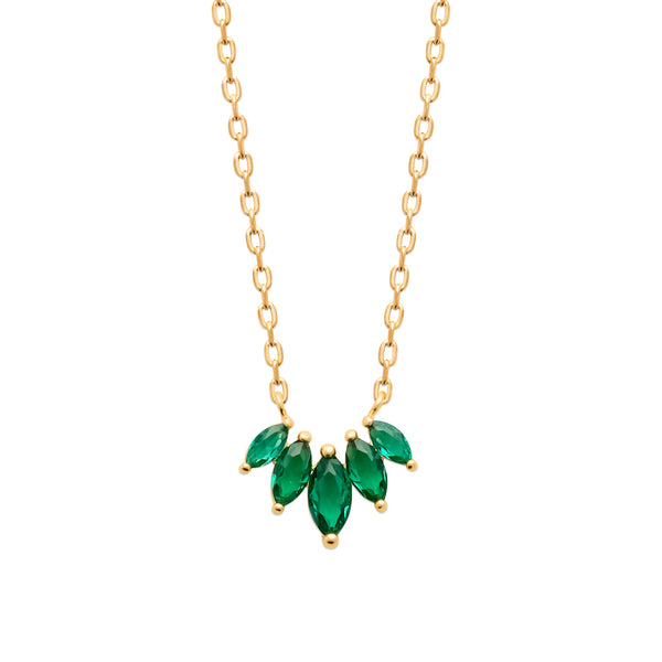 Burren Jewellery 18k gold plated five points to love green necklace