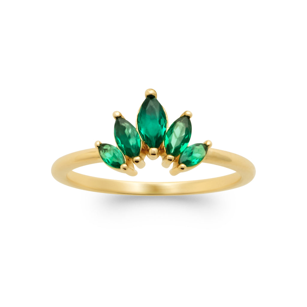 Burren Jewellery 18k gold plated five points to love green ring top