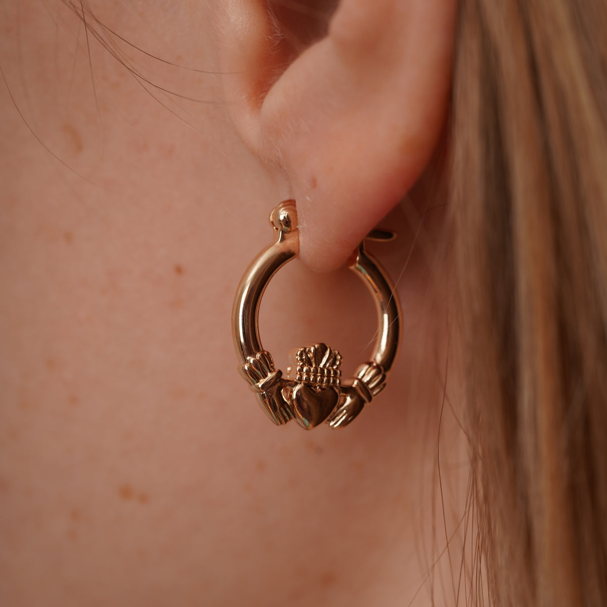 Burren Jewellery 18k gold plated claddagh inspired hoop earrings 