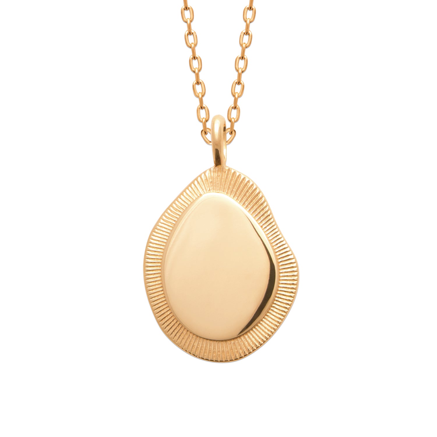 burren jewellery 18k gold plated large sculptural ribbed edge pendant 