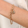 Burren Jewellery 18k gold plated lock down bracelet on model