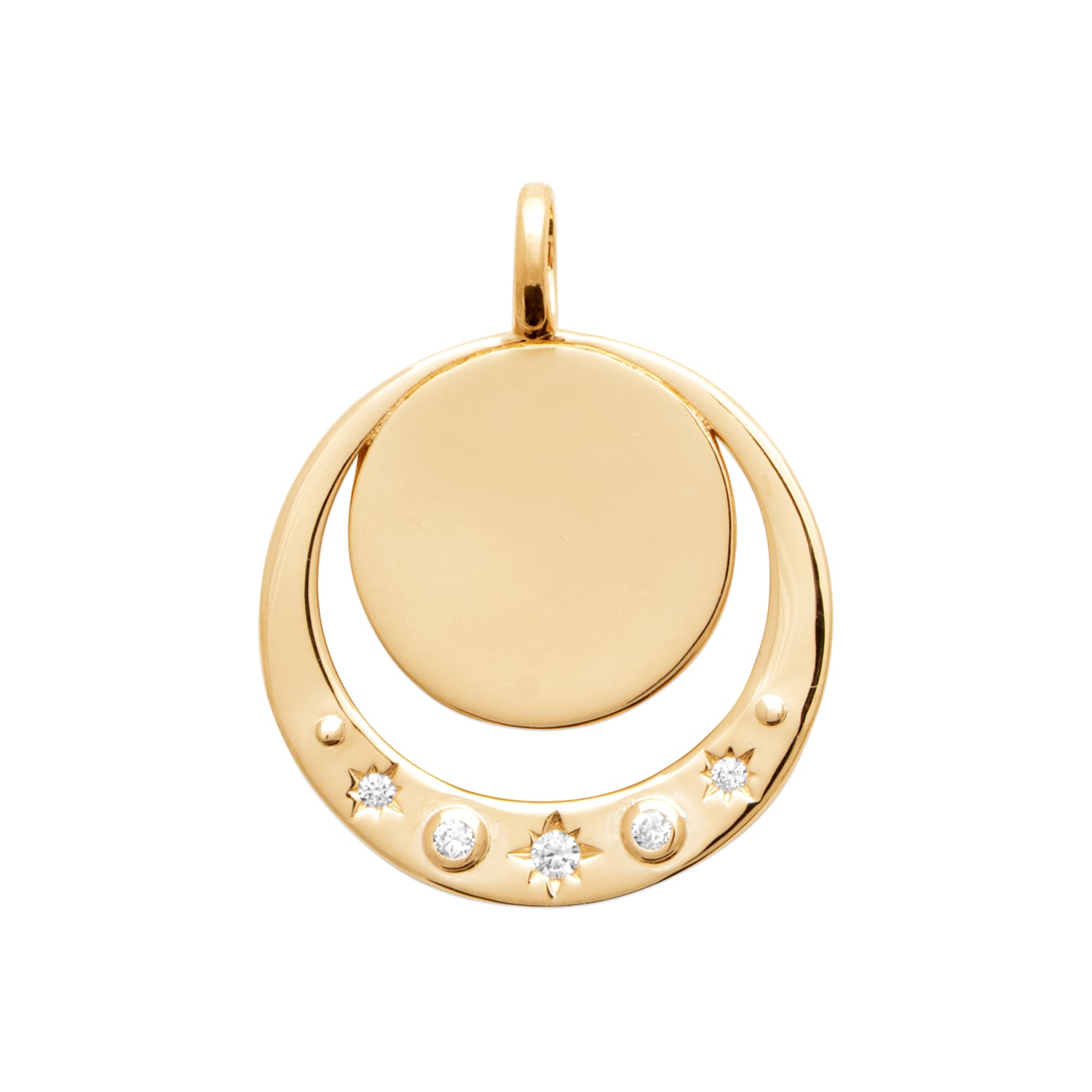 burren jewellery 18k gold plated moon inspired disk pendant 