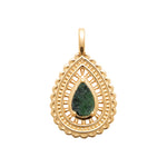 burren jewellery 18k gold plated intricate weave, green stone pendant 
