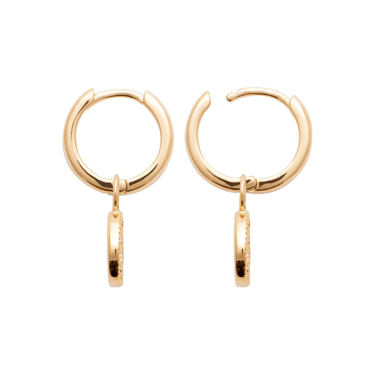 Burren Jewellery 18k gold plated pav ehh huggie earrings side open