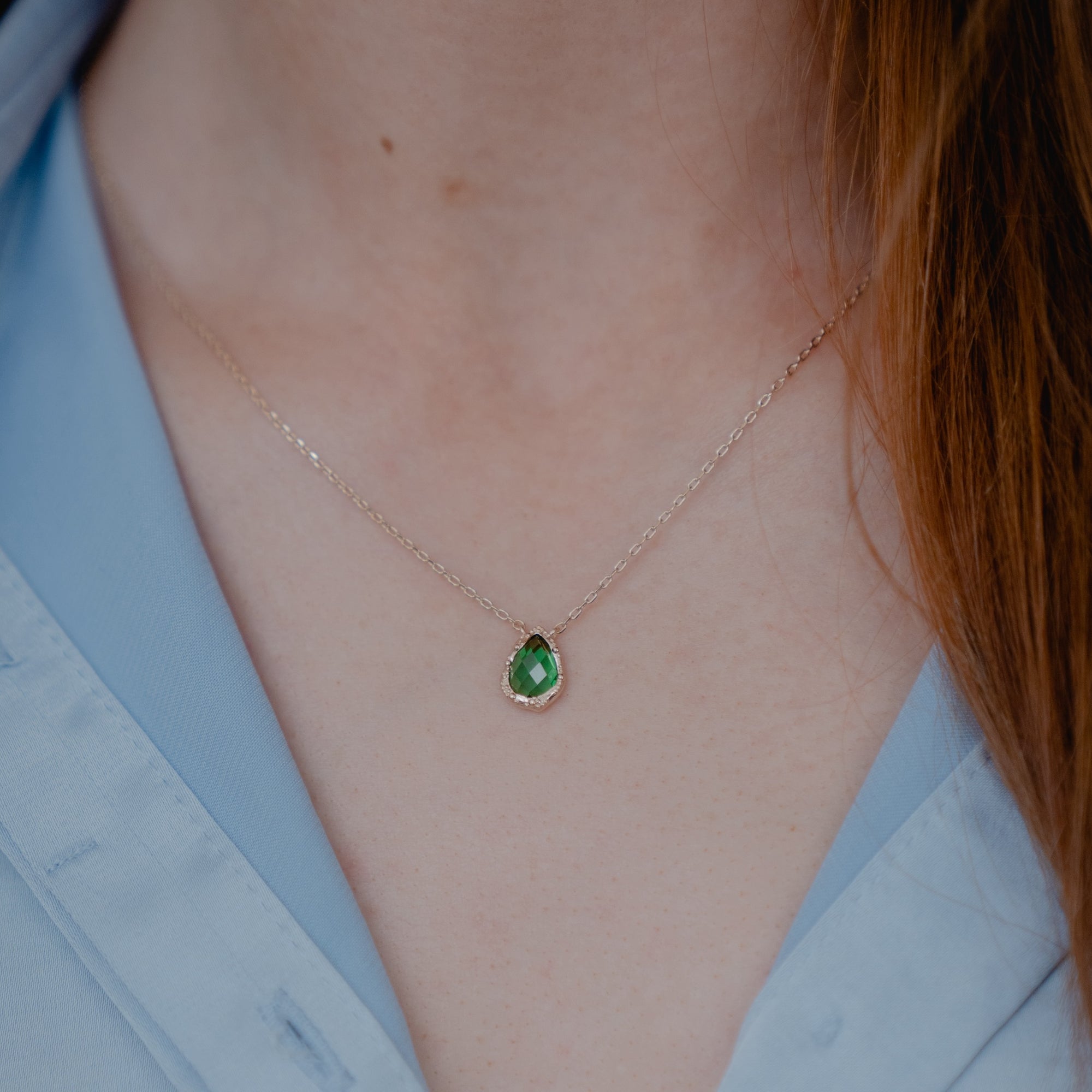 Burren Jewellery 18k gold plate place to call home green necklace