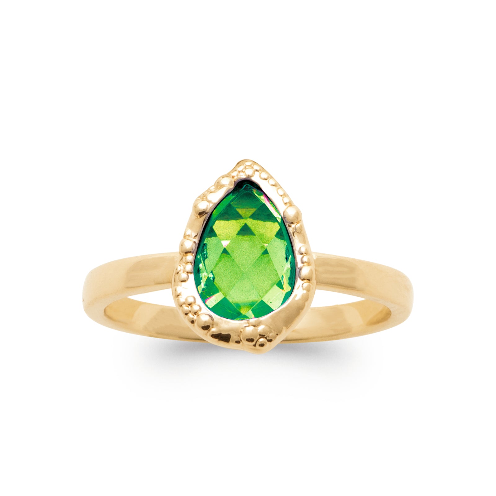 Burren Jewellery 18k gold plate place to call home green ring