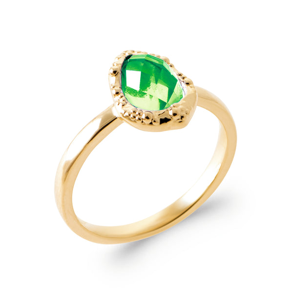 Burren Jewellery 18k gold plate place to call home green ring