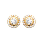 Burren_Rising Sun Earrings gold plated with cubic zirconia's in a cluster style