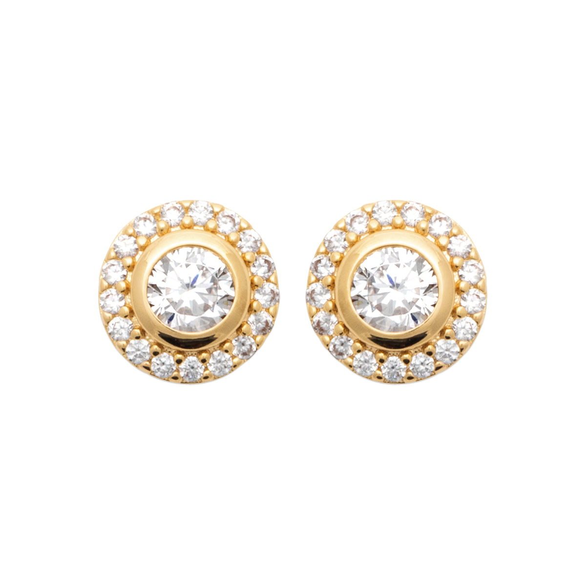 Burren_Rising Sun Earrings gold plated with cubic zirconia&#39;s in a cluster style
