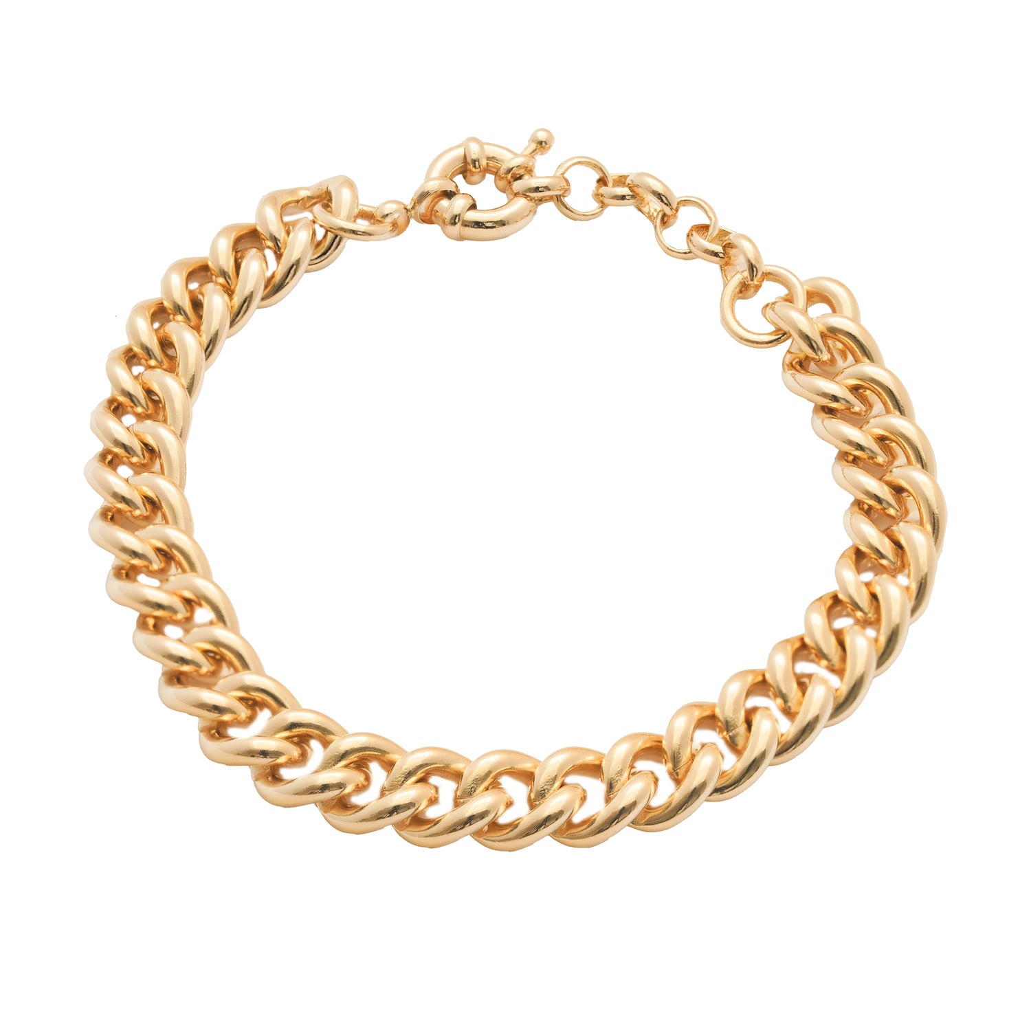 18k gold plated round curb bracelet