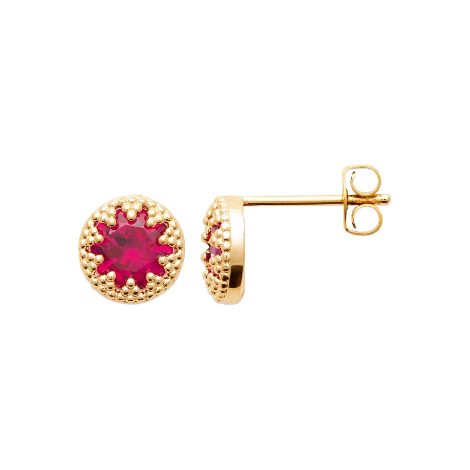 burren jewellery 18k gold plated ruby red stud earrings 