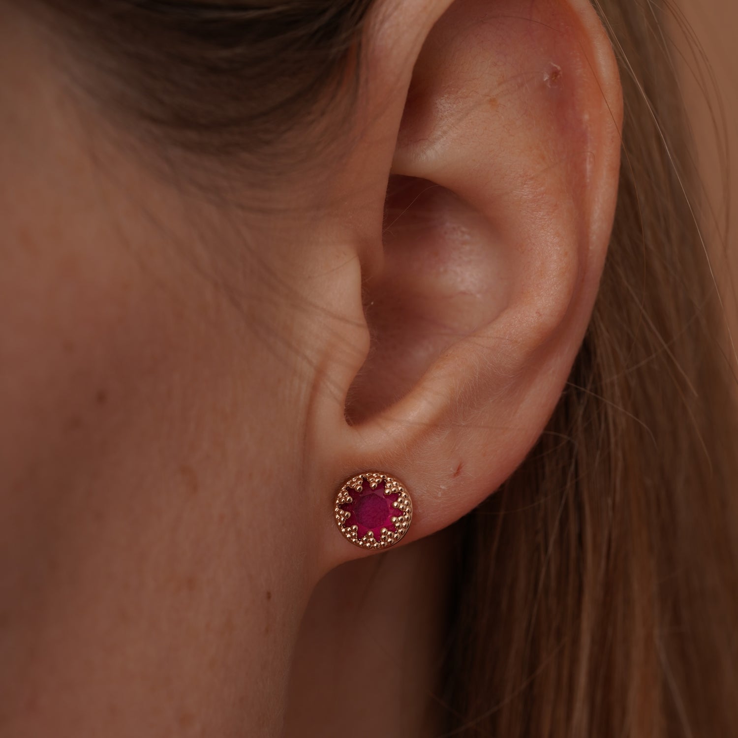 burren jewellery 18k gold plated ruby red stud earrings 
