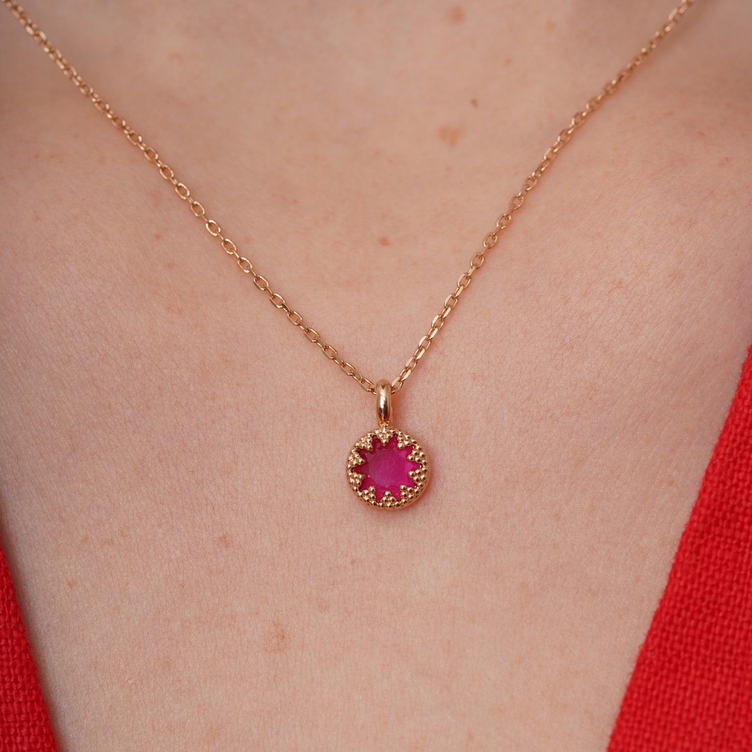 burren jewellery 18k gold plated ruby red pendant