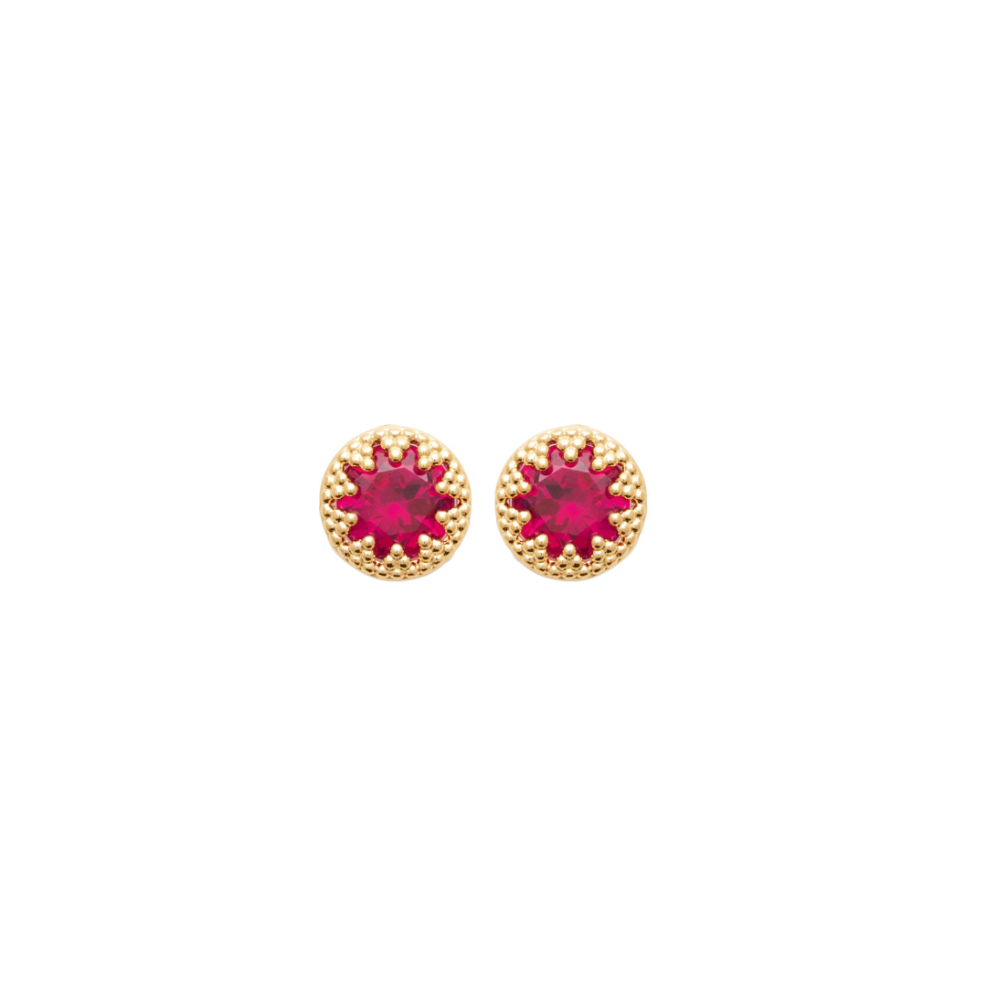 burren jewellery 18k gold plated ruby red stud earrings 