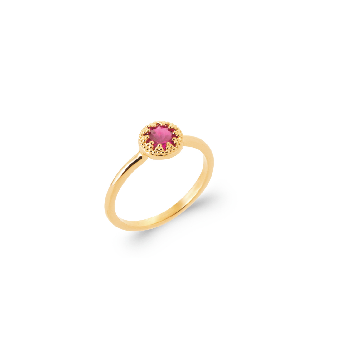 burren jewellery 18k gold plated ruby red ring