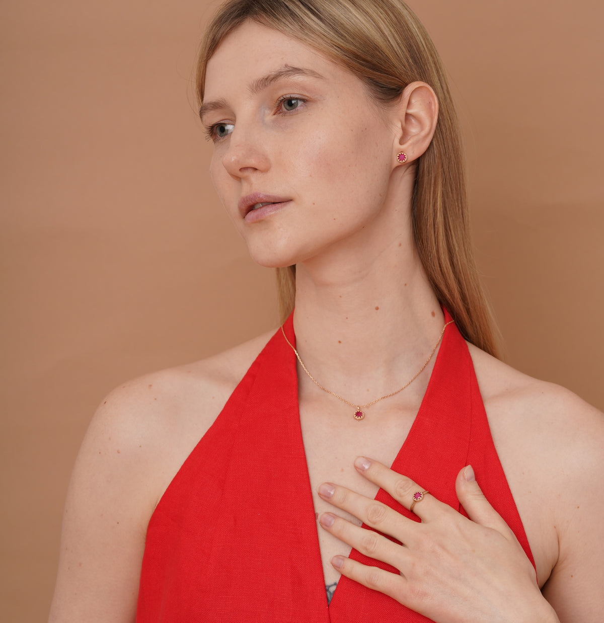 burren jewellery 18k gold plated ruby red ring