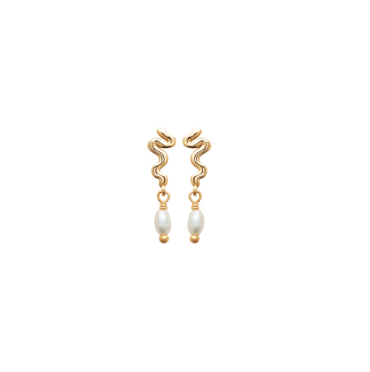 18k gold plated drop dainty pearl earrings